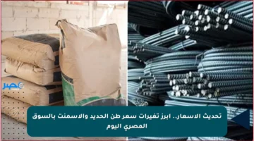 تحديث الأسعار.. أبرز تغيرات سعر طن الحديد والاسمنت بالسوق المصري اليوم